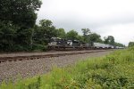 NS 1107 and 4007 take an intermodal train West